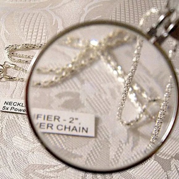 Magnify Glass Pendant Necklace Silver Link Chain 5x Power - Picture 5 of 5